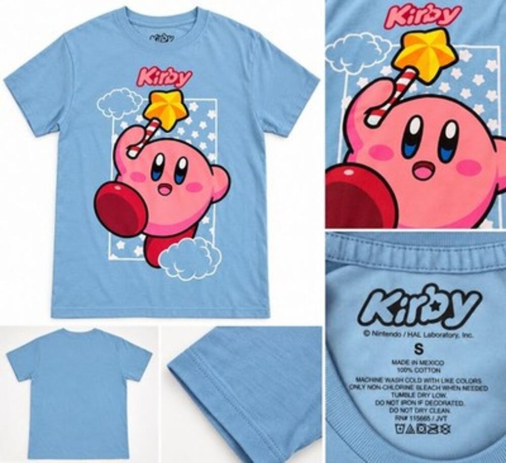 Kirby Nintendo Graphic T-Shirt Sky Blue Men’s Small NWT
